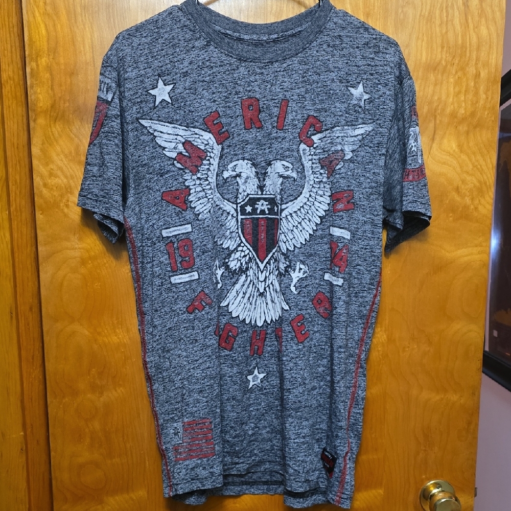American Fighter Charcoal and Red Eagle Tee